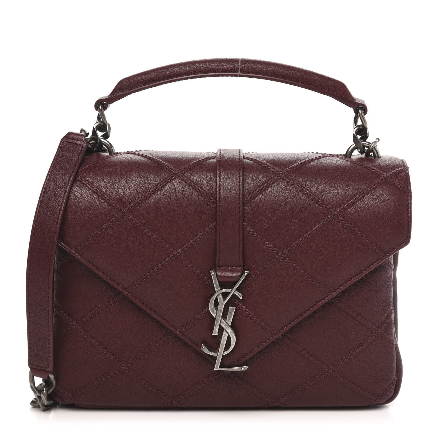 Saint Laurent Calfskin Matelasse Diamond Quilted Monogram Medium College Bag Bordeaux 1 of 13