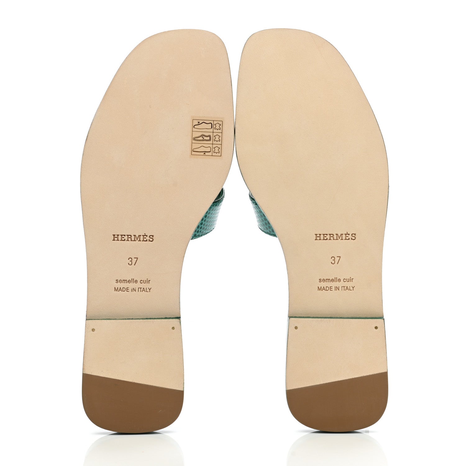 Hermes Lizard Oran Sandals 37 Vert Emeraude 5 of 9