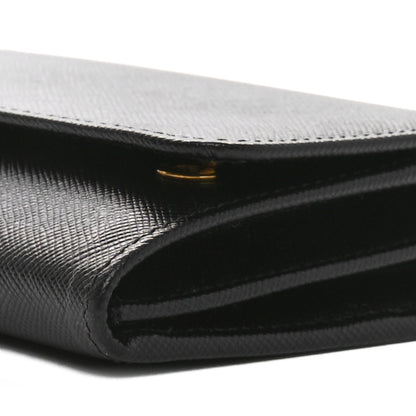 Prada Saffiano Metal Oro Chain Wallet Black 8 of 10