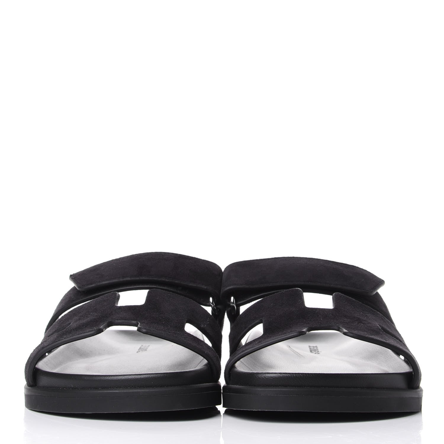 Hermes Suede Goatskin Womens Chypre Sandals 37 Black 2 of 11