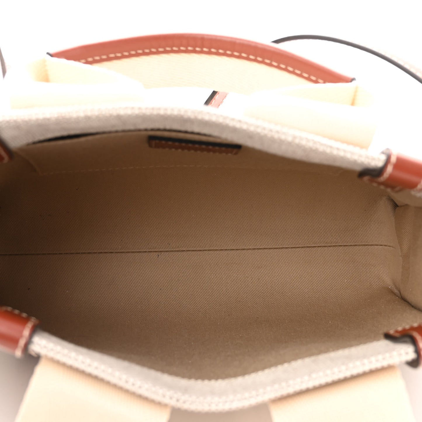 Cotton Calfskin Small Woody Ribbon Tote With Strap White Brown
