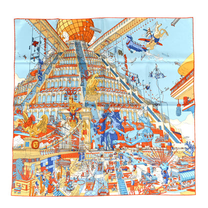 Hermes Silk La Legende Du Cheval Scarf 90 Orange Ciel Beige 1 of 5