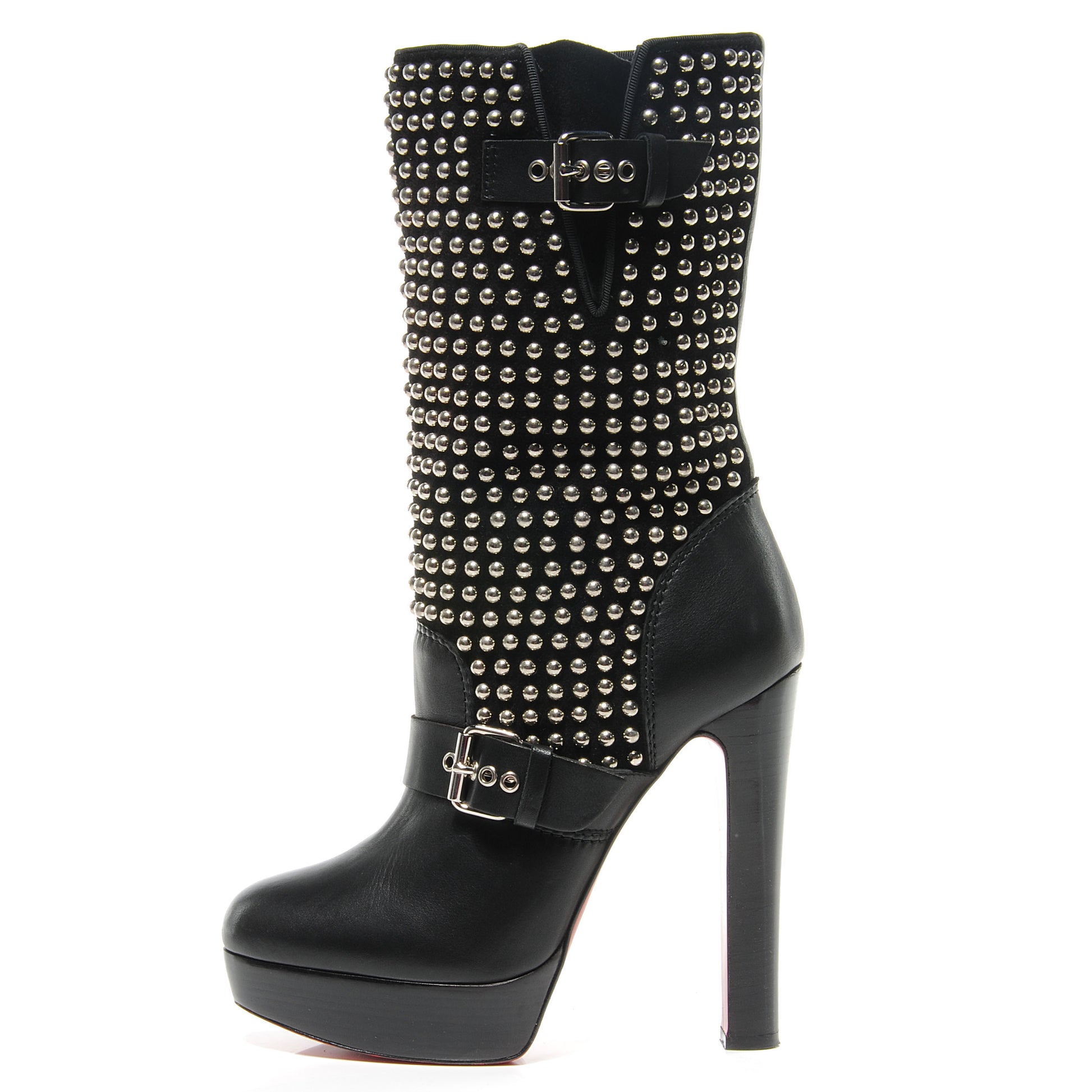 Christian Louboutin Calf VIP Suede Marisa 140 Studded Boots 39.5 Black 1 of 6