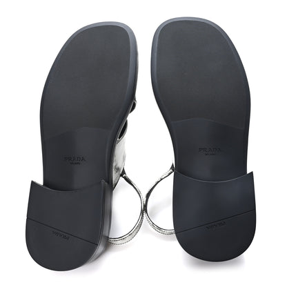 Prada Spazzolato Fume Re-Edition 1996 Buckle Sandals 39 Bianco 6 of 10