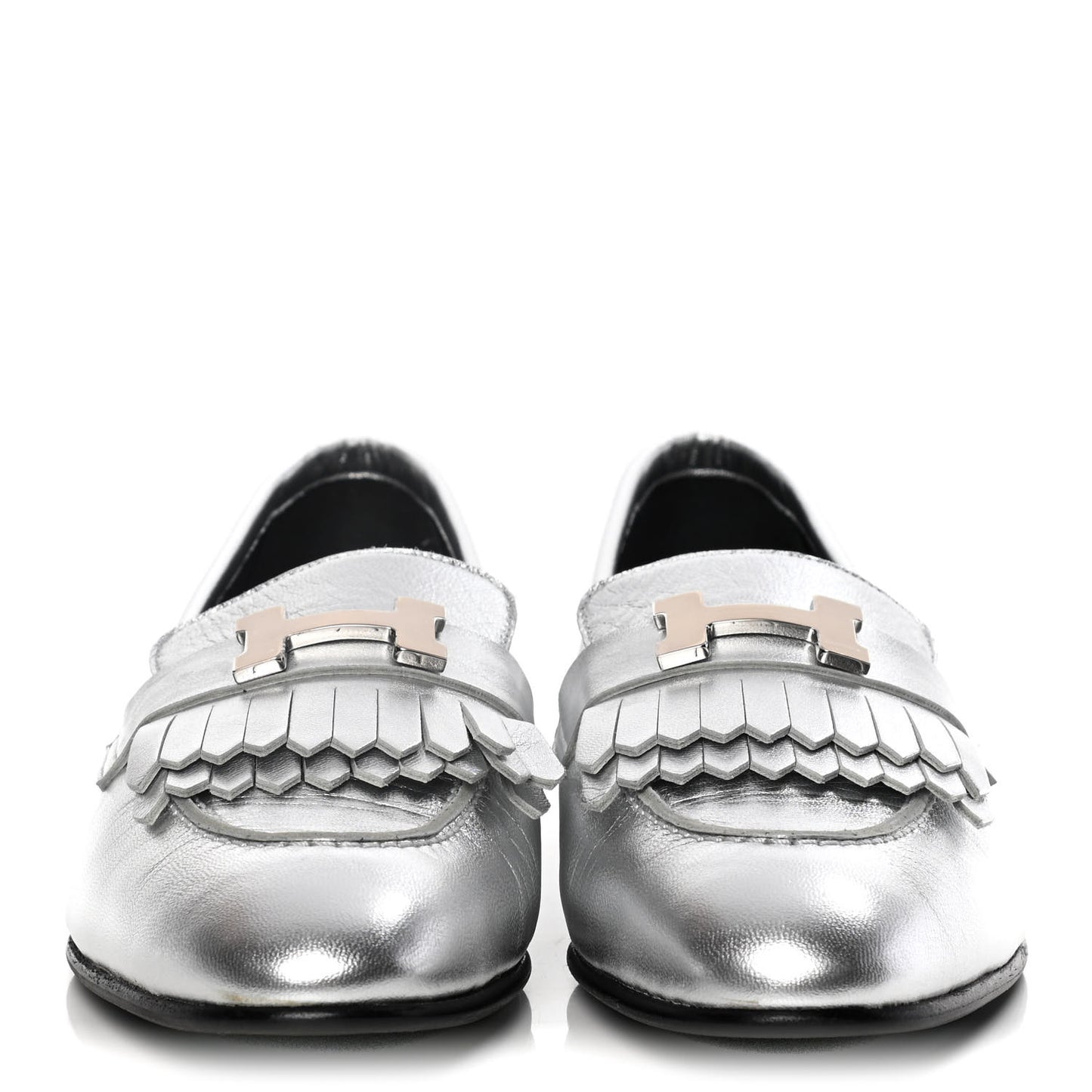 Metallic Chevre Womens Royal Loafers 38 Gris Argente