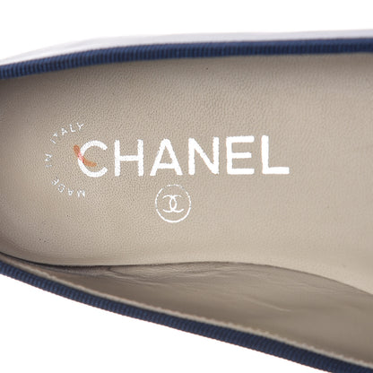 Chanel Patent Cap Toe Ballerina Flats 36.5 Blue 7 of 14