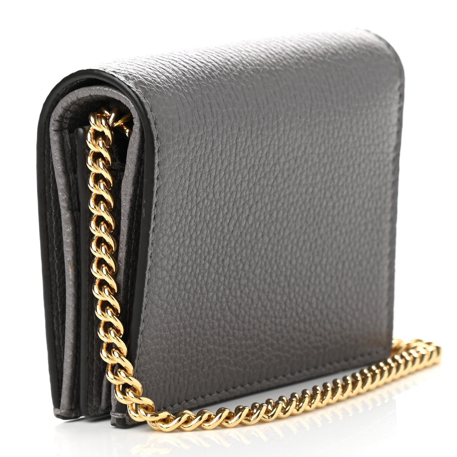 Gucci Grainy Calfskin Zumi Chain Card Case Wallet Dusty Grey 3 of 8