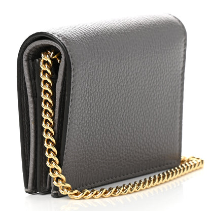 Gucci Grainy Calfskin Zumi Chain Card Case Wallet Dusty Grey 3 of 8