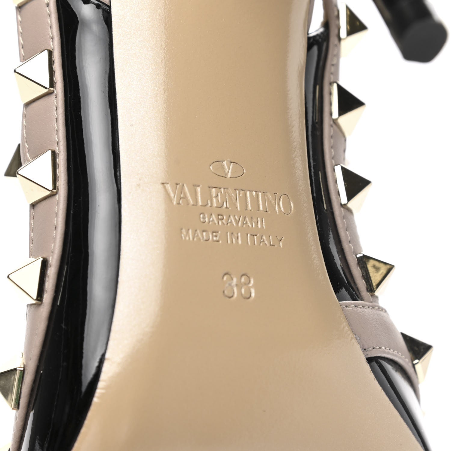Valentino Garavani Patent Nappa Rockstud Ankle Strap 100mm Pumps 38 Black Poudre 6 of 8