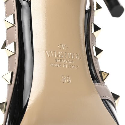 Valentino Garavani Patent Nappa Rockstud Ankle Strap 100mm Pumps 38 Black Poudre 6 of 8