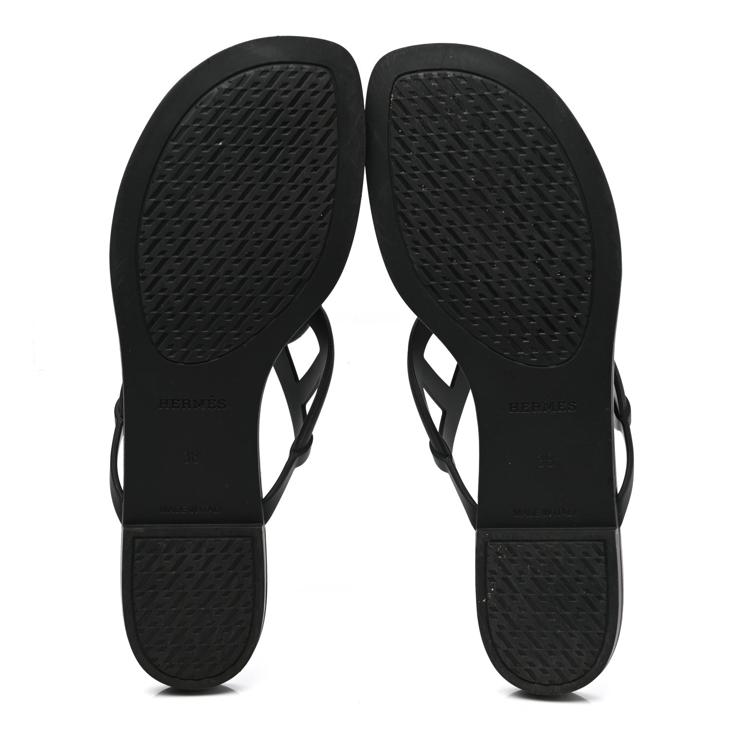 Hermes Rubber Womens Egerie Sandals 37.5 Black 5 of 8