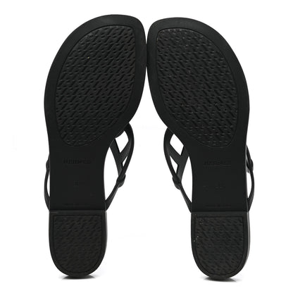 Hermes Rubber Womens Egerie Sandals 37.5 Black 5 of 8