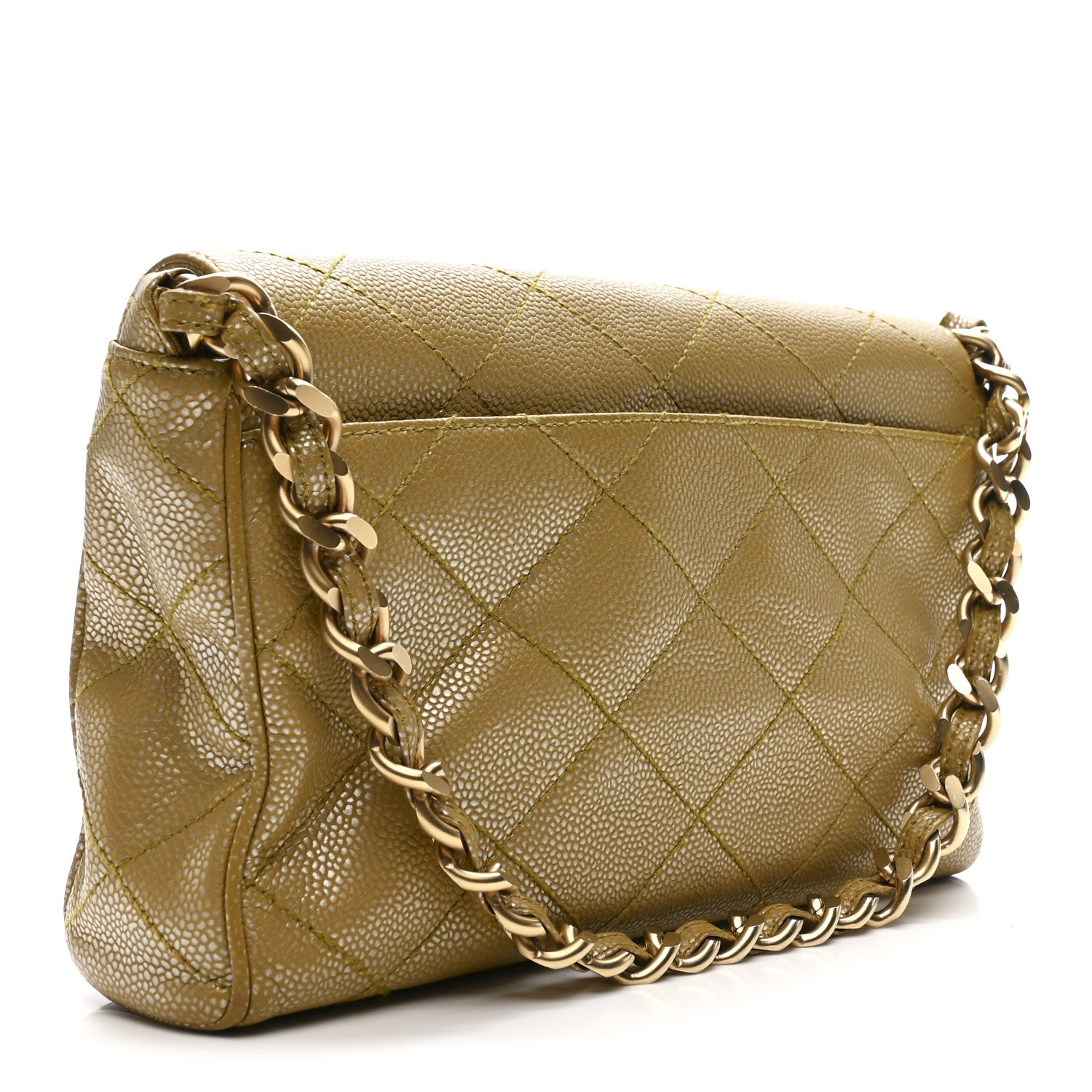 Chanel Metallic Caviar Quilted Medium Single Flap Beige 3 of 18