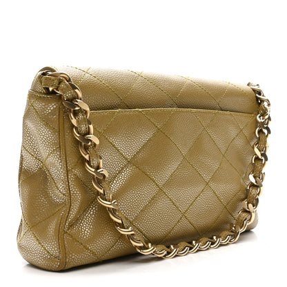 Chanel Metallic Caviar Quilted Medium Single Flap Beige 3 of 18