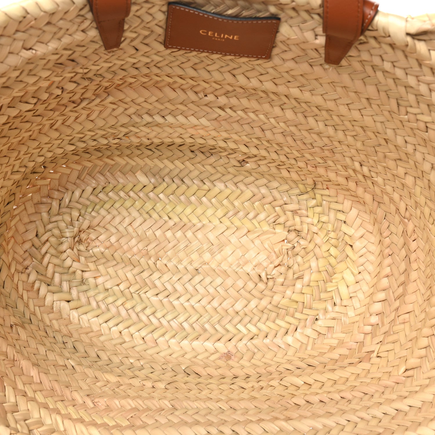 Celine Raffia Calfskin Triomphe Medium Panier Tan 5 of 10