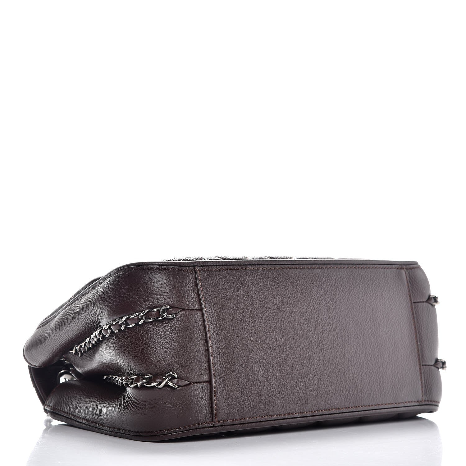 Chanel Grained Calfskin Quilted Medium Frame In Chain Flap Brown 5 of 9