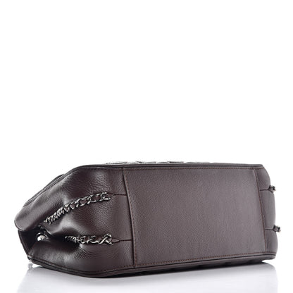 Chanel Grained Calfskin Quilted Medium Frame In Chain Flap Brown 5 of 9