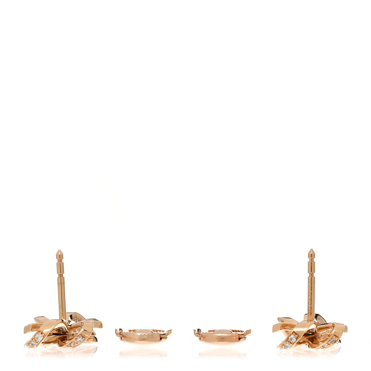 Tiffany 18K Rose Gold Diamond Bow Earrings 3 of 5