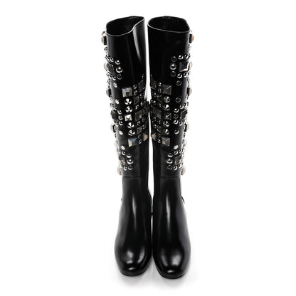 Saint Laurent Ketta Studded Babies 40 Brod Knee High Boots 35.5 Black 6 of 17