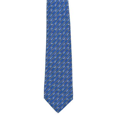 Hermes Printed Silk Mens Neck Tie Bleu 2 of 4