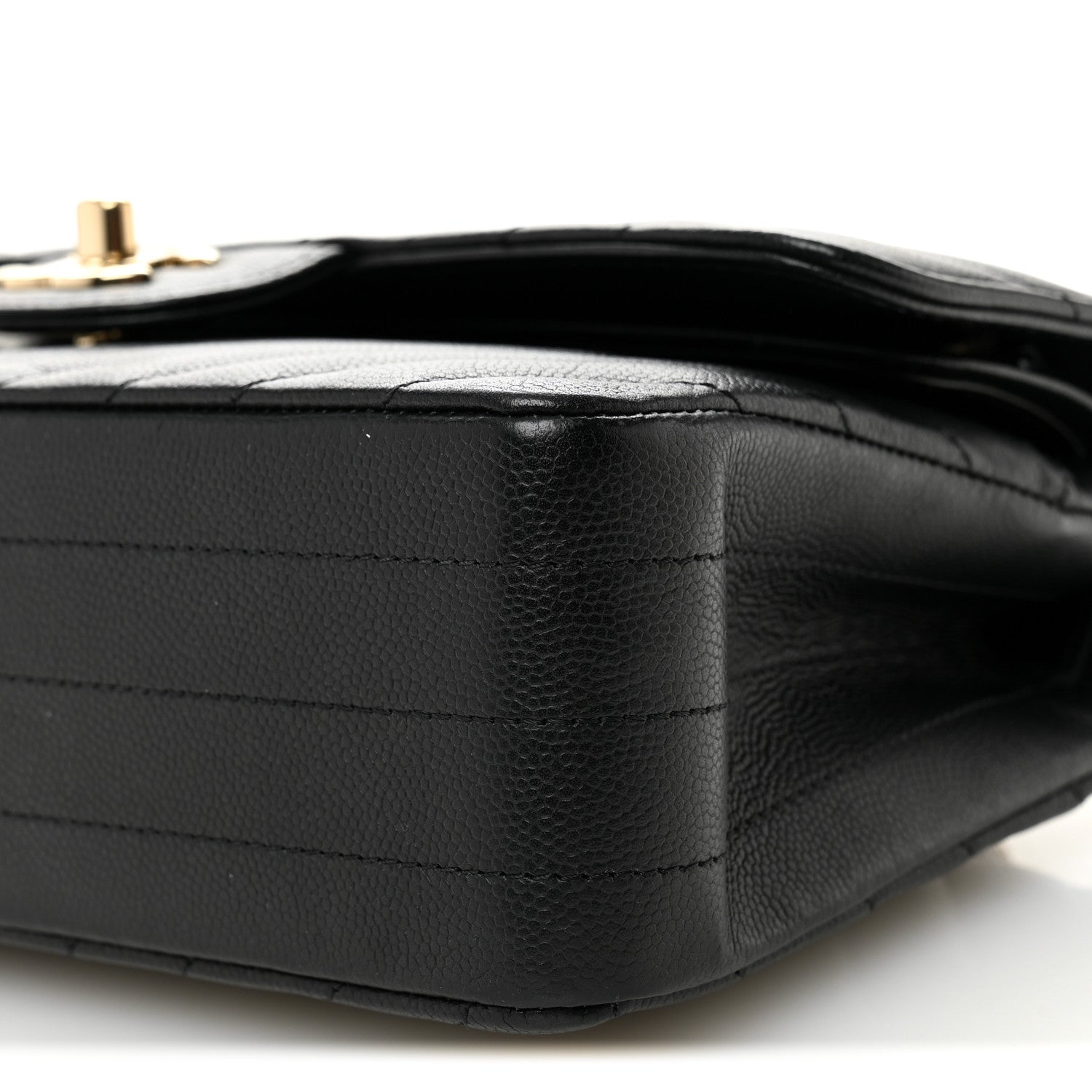 Chanel Caviar Flat Chevron Quilted Small Double Flap Black 10 of 11
