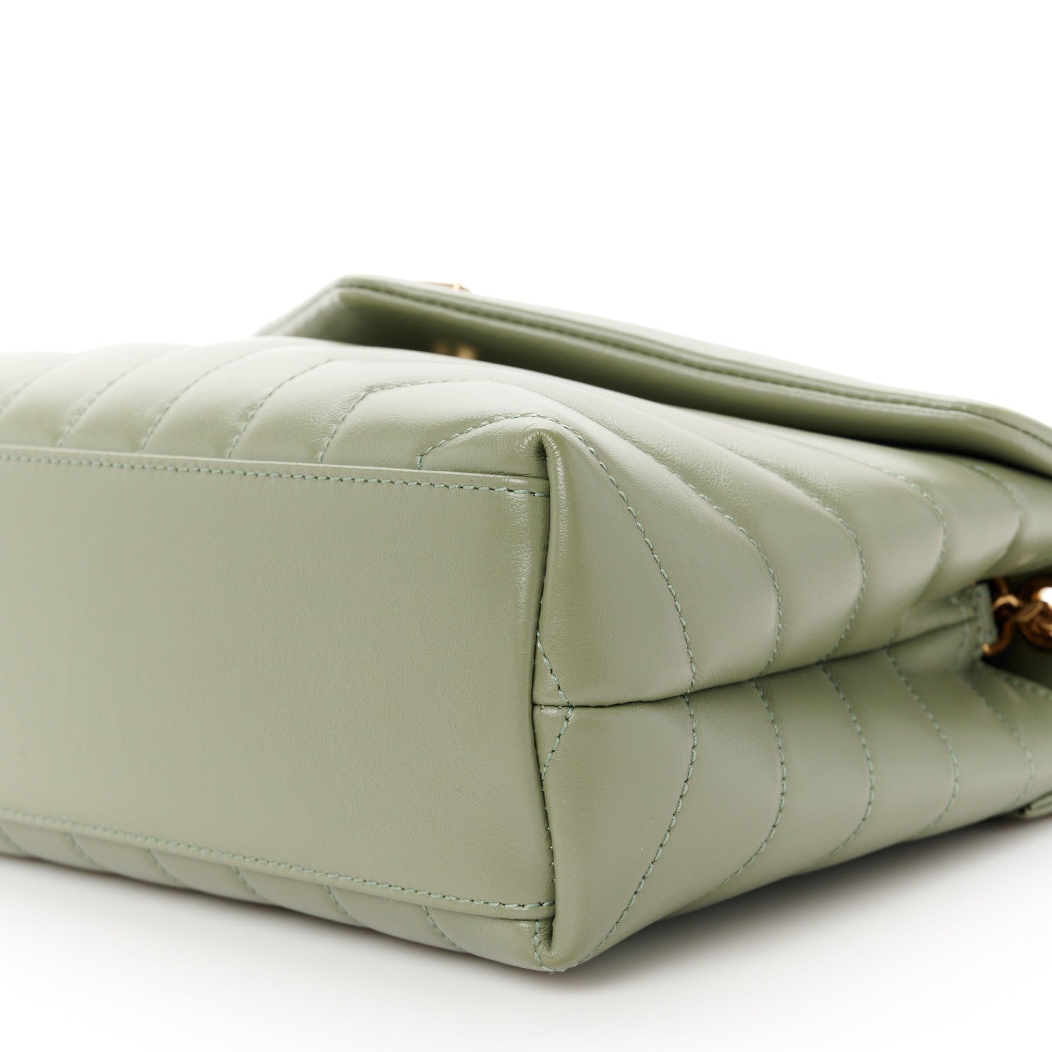 Saint Laurent Calfskin Y Quilted Monogram Small Loulou Chain Satchel Light Sage 11 of 11