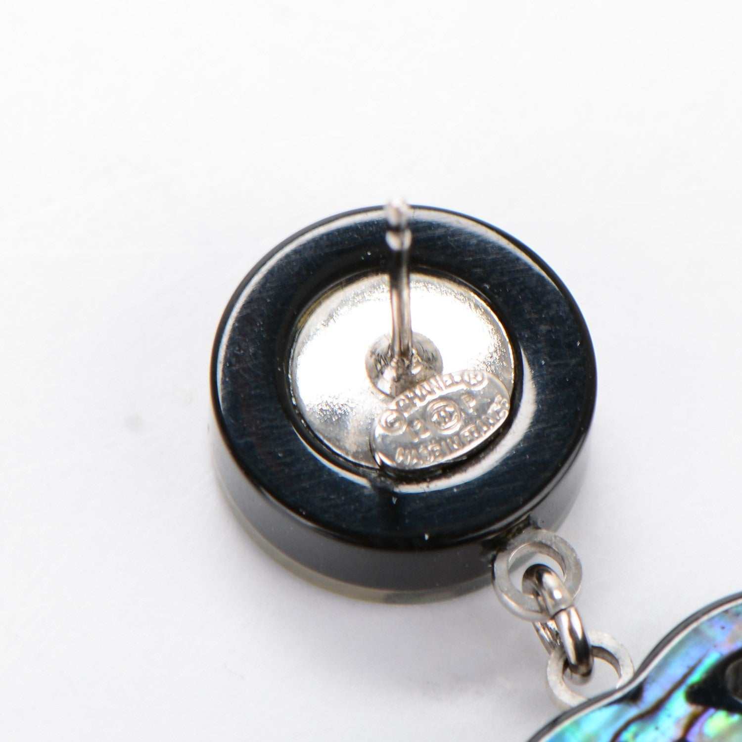 Chanel Abalone Resin CC Dangle Earrings 4 of 5