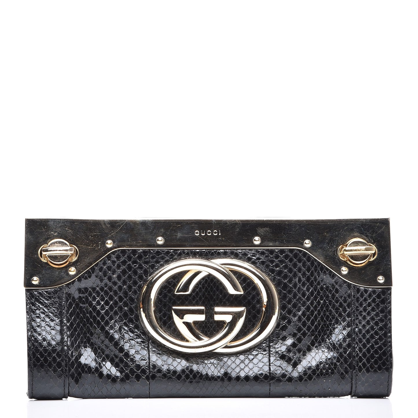 Python Britt Interlocking G Starlight Clutch Black