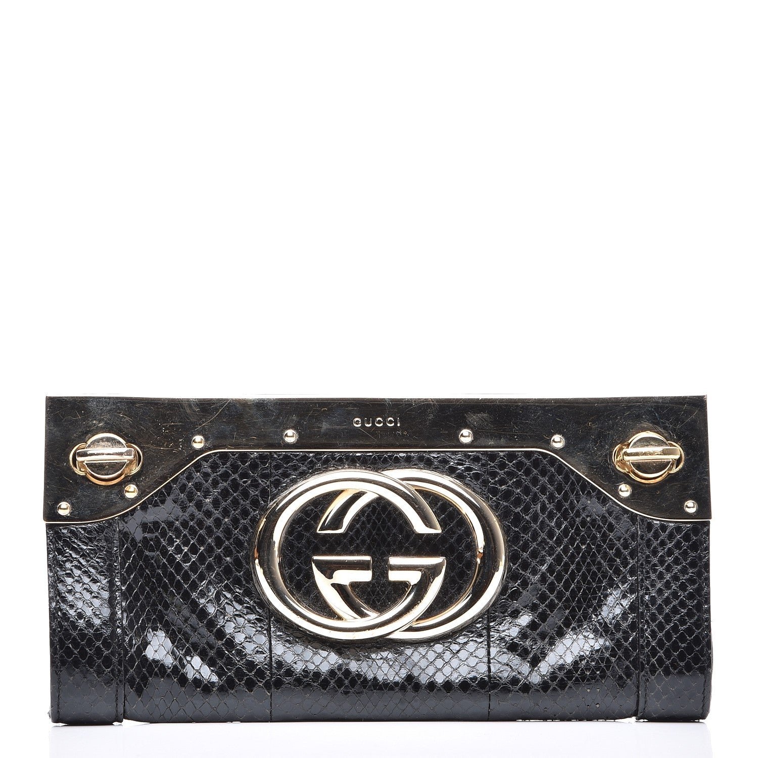 Gucci Python Britt Interlocking G Starlight Clutch Black 1 of 11