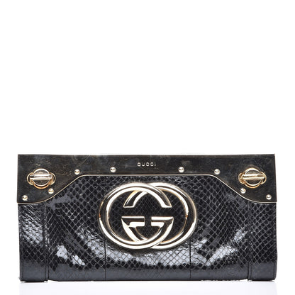 Gucci Python Britt Interlocking G Starlight Clutch Black 1 of 11