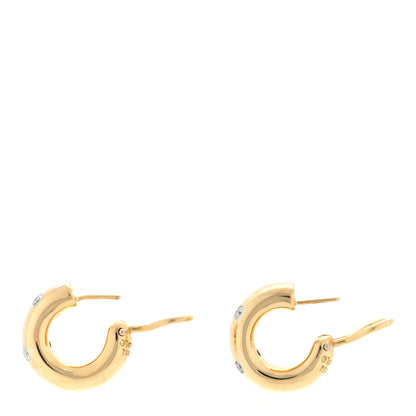 Tiffany 18K Yellow Gold Platinum Diamond Etoile Hoop Earrings 3 of 4