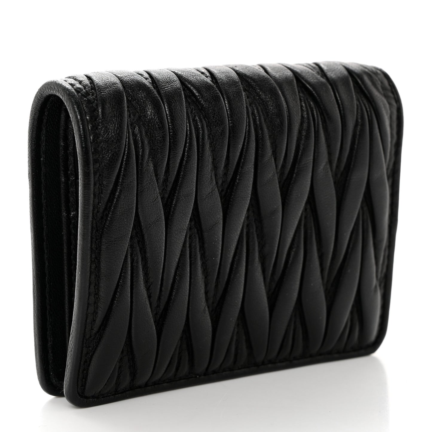 Nappa Matelasse Bi-Fold Compact Wallet Black
