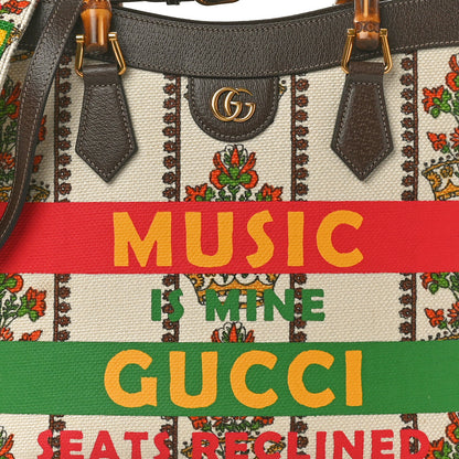 Gucci Canvas Calfskin Medium Gucci 100 Music Is Mine Diana Tote Bag New Acero 7 of 10