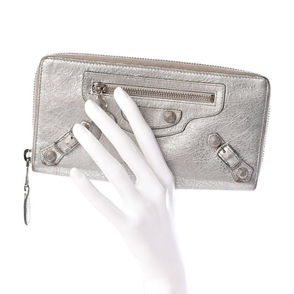 Balenciaga Agneau Giant 12 Silver Hardware Continental Zip Around Wallet Gris Aluminum 2 of 9