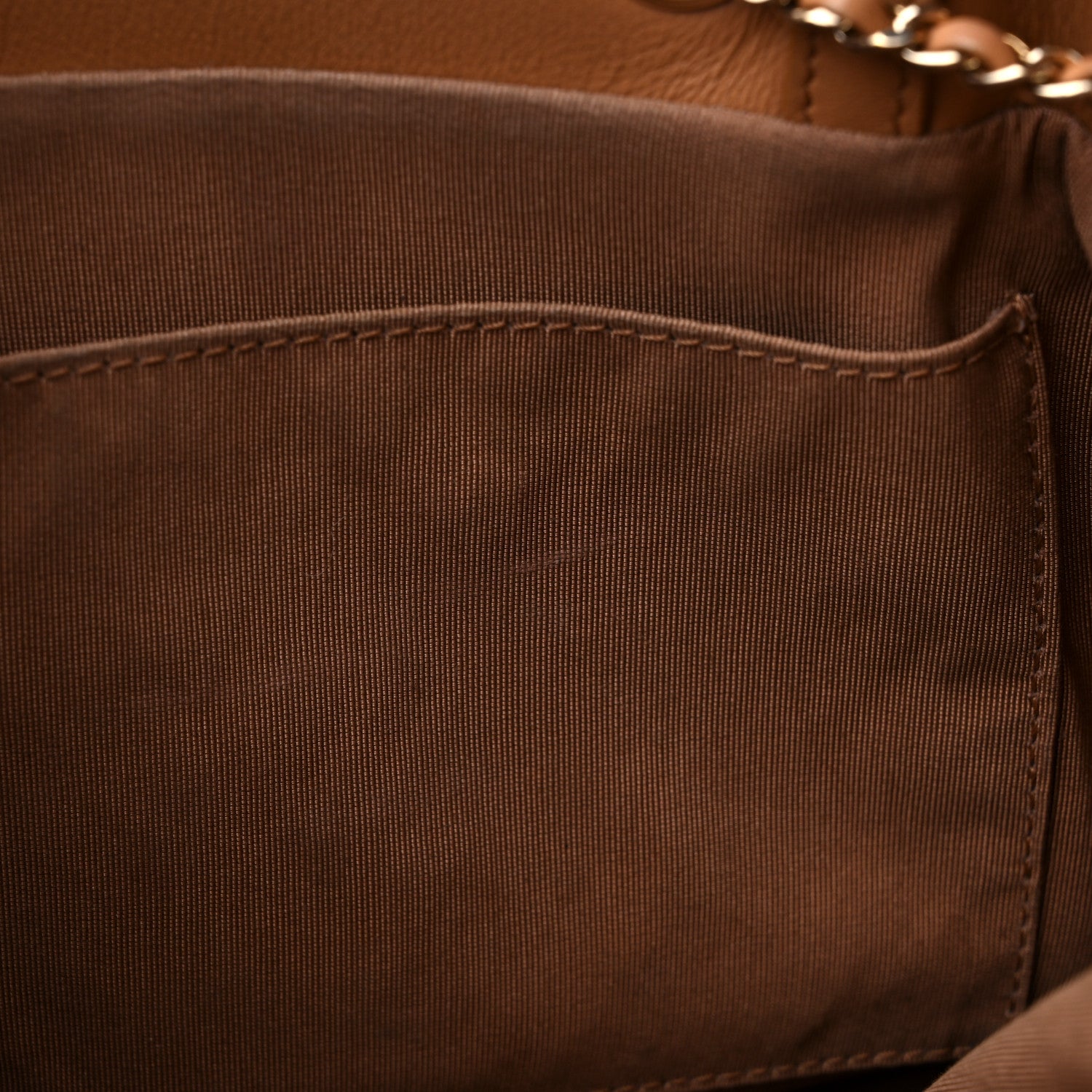 Chanel Calfskin Stitched Chain Top Handle Bucket Bag Light Brown 11 of 12