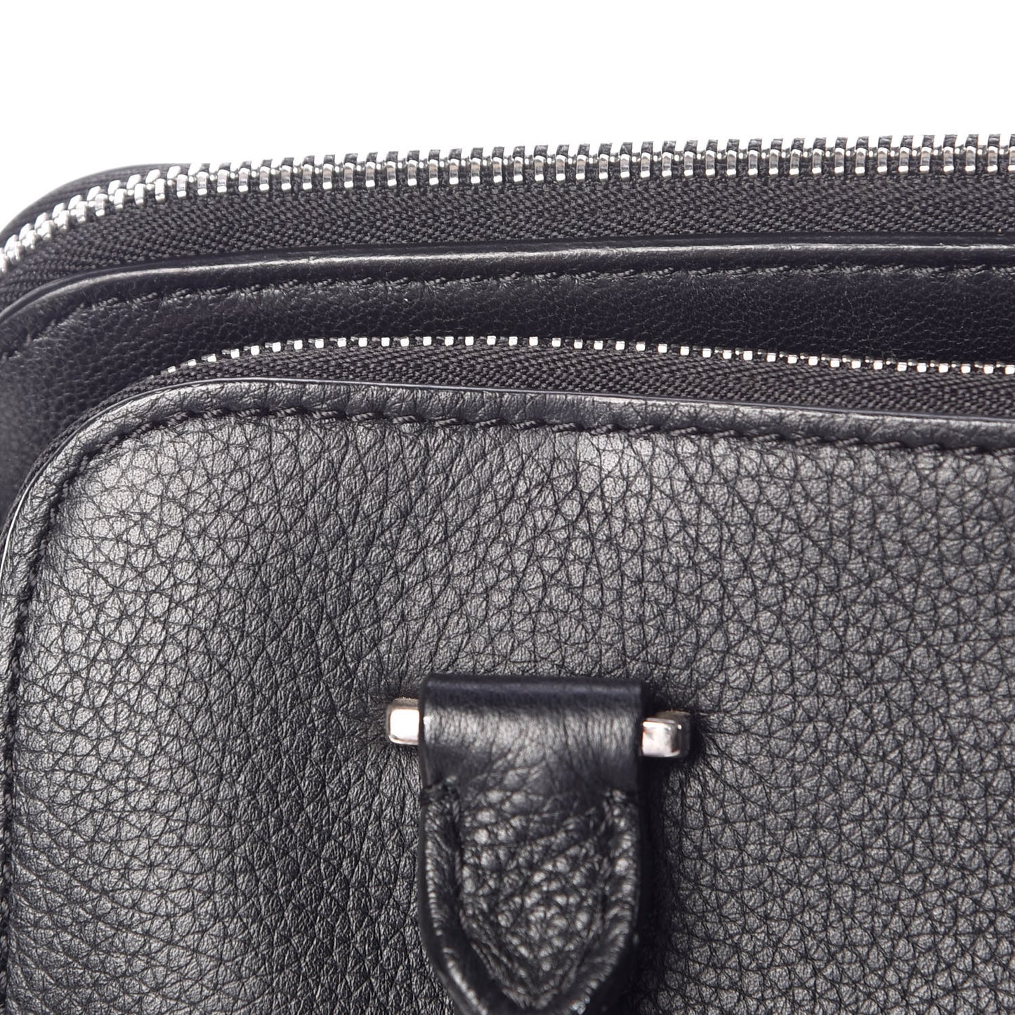Drummed Calfskin Suede Double Zip Trapeze Black
