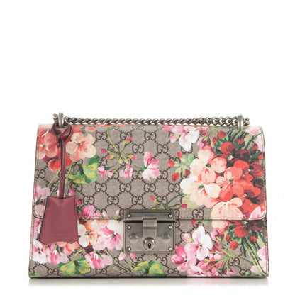 Gucci GG Supreme Monogram Blooms Medium Padlock Shoulder Bag Beige Multicolor Dry Rose 1 of 7