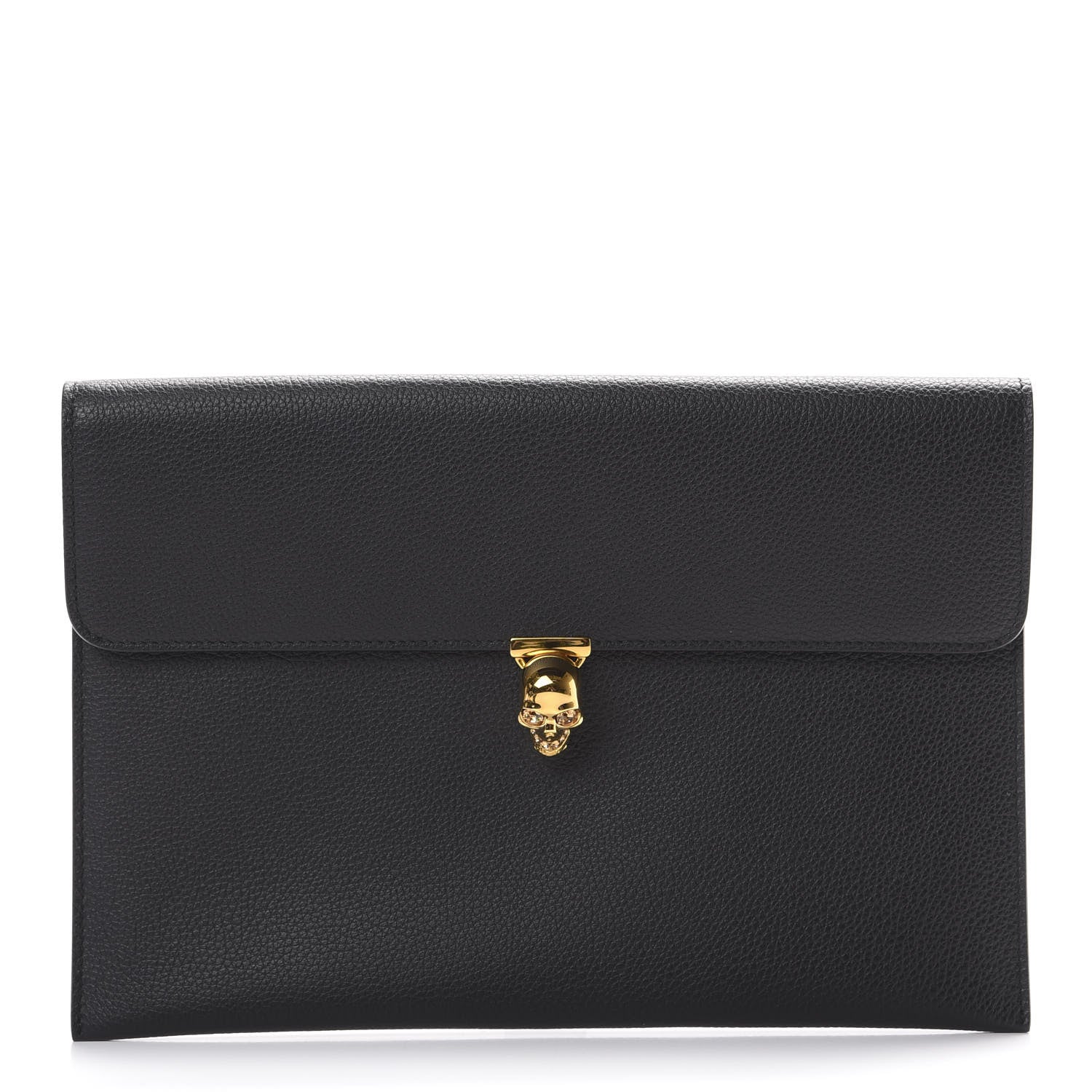 Alexander McQueen Calfskin Skull Envelope Clutch Black 1 of 6