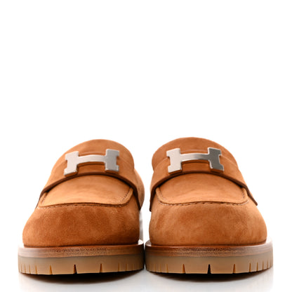 Hermes Suede Goatskin Womens Faubourg Loafers 35.5 Naturel 2 of 9