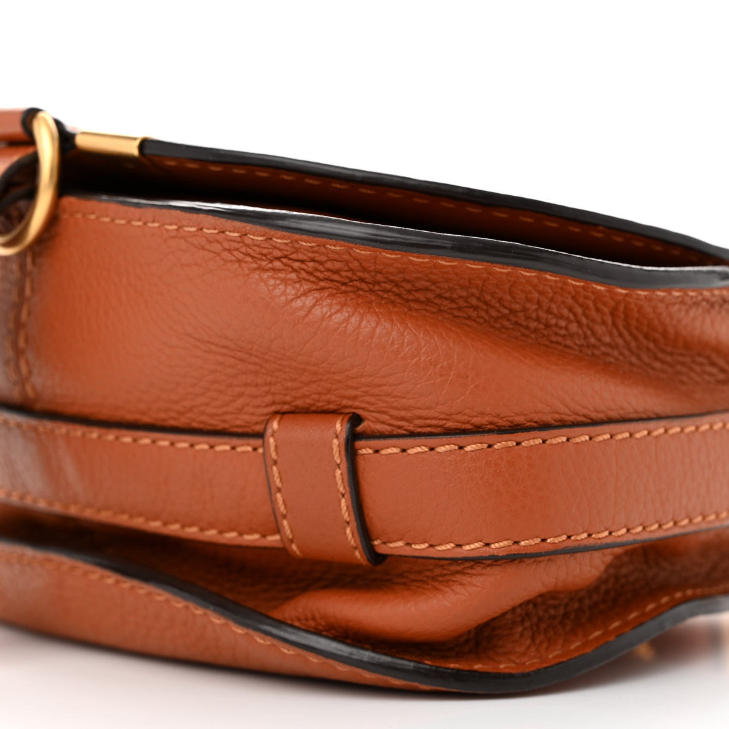 Grained Calfskin Small Marcie Saddle Bag Tan