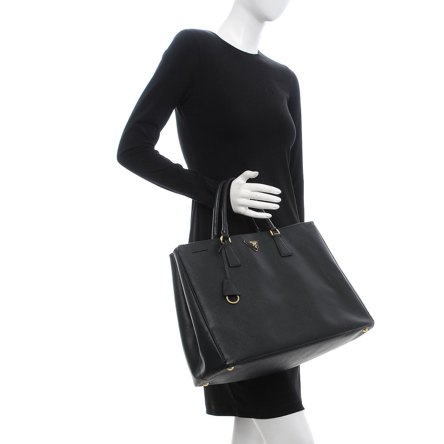 Saffiano Lux Extra Large Galleria Double Zip Tote Black