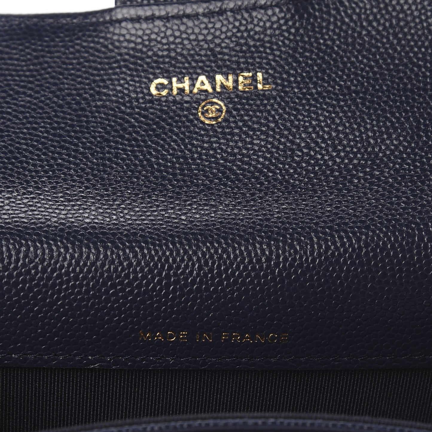 Caviar Quilted Flap Card Holder Wallet Navy Blue