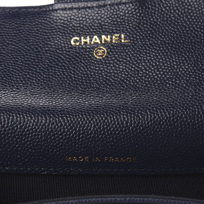 Chanel Caviar Quilted Flap Card Holder Wallet Navy Blue 7 of 9