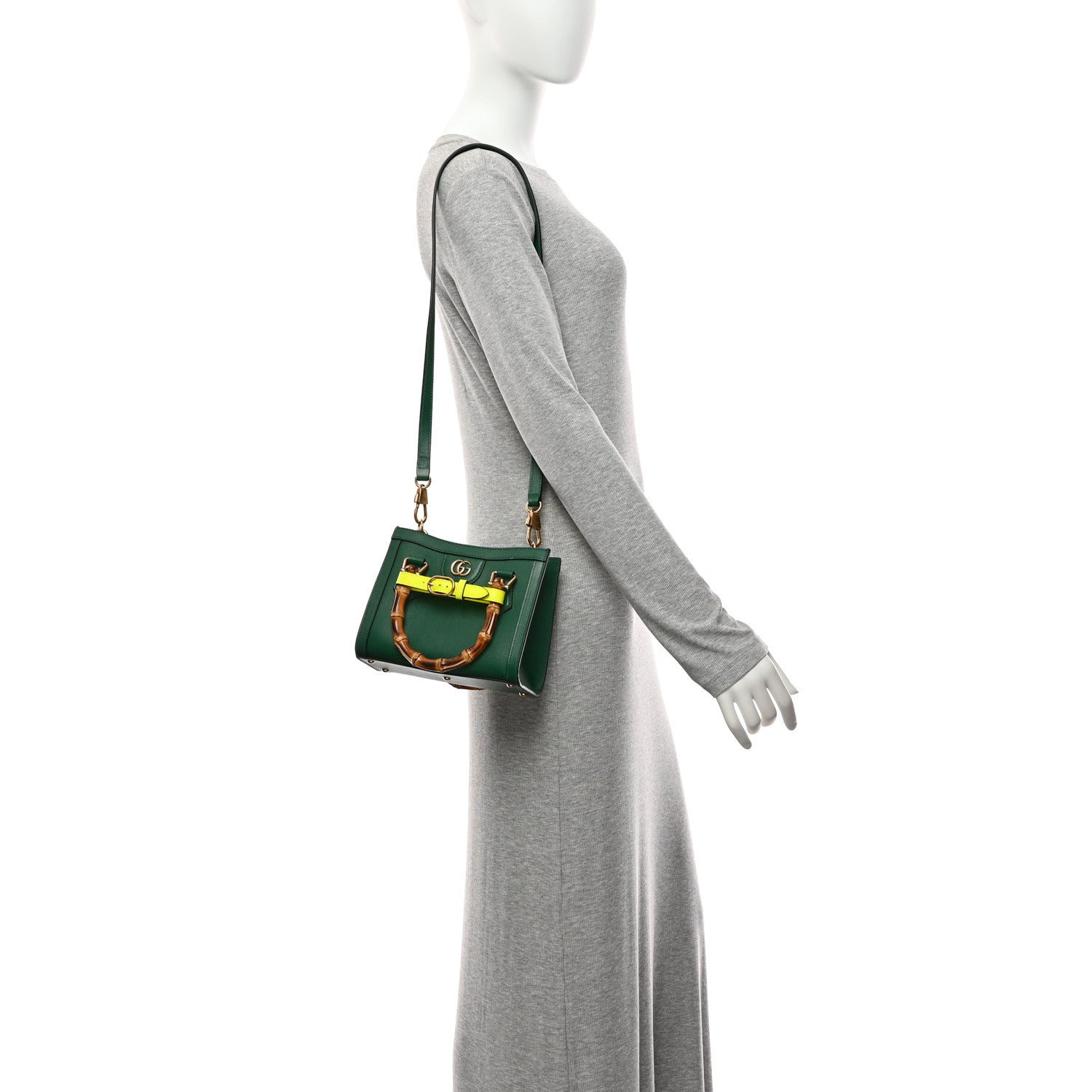 Gucci Wonka Grain Calfskin Mini Diana Tote Bag Green Yellow Fluo 2 of 12