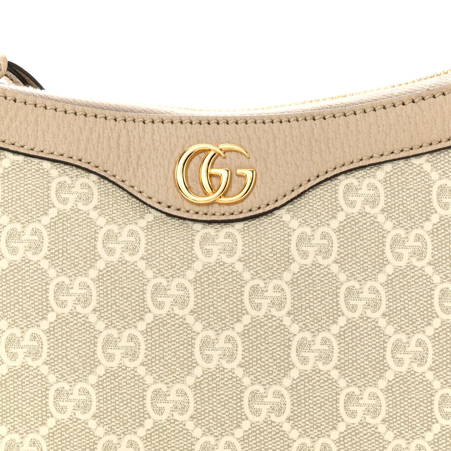 GG Supreme Monogram Textured Dollar Calfskin Small Ophidia Hobo Beige Mystic White Oatmeal