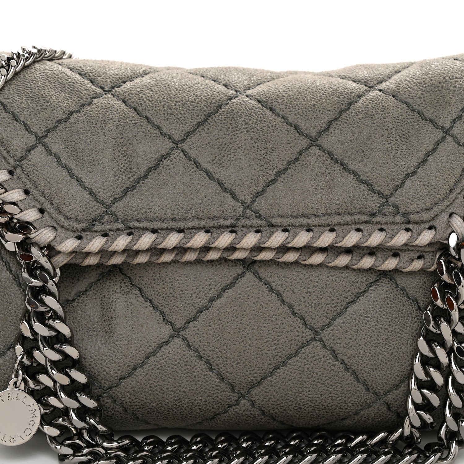 Stella McCartney Shaggy Deer Quilted Mini Falabella Grey 8 of 11