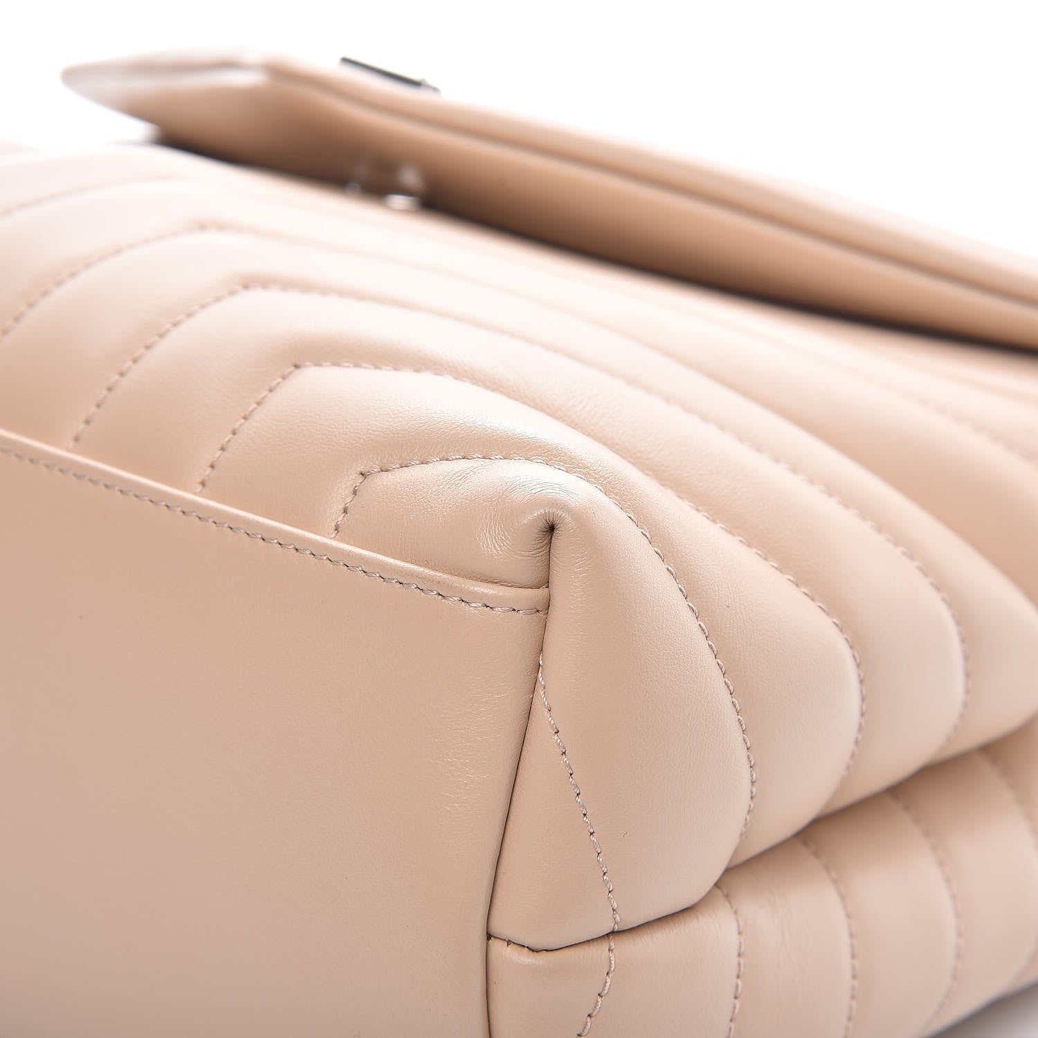 Saint Laurent Calfskin Y Quilted Monogram Medium Loulou Chain Satchel Nude Powder 11 of 12