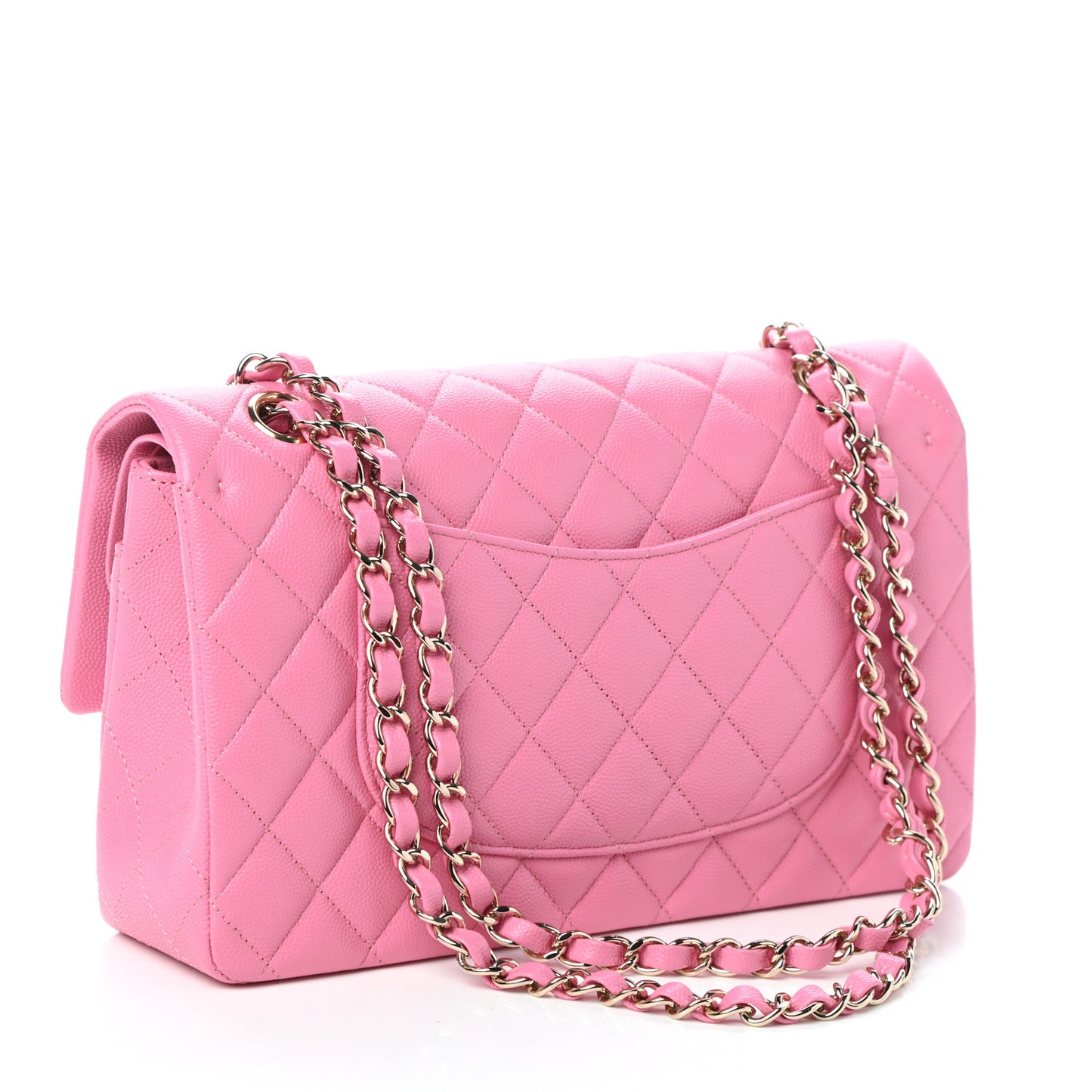 Caviar Quilted Medium Double Flap Pink