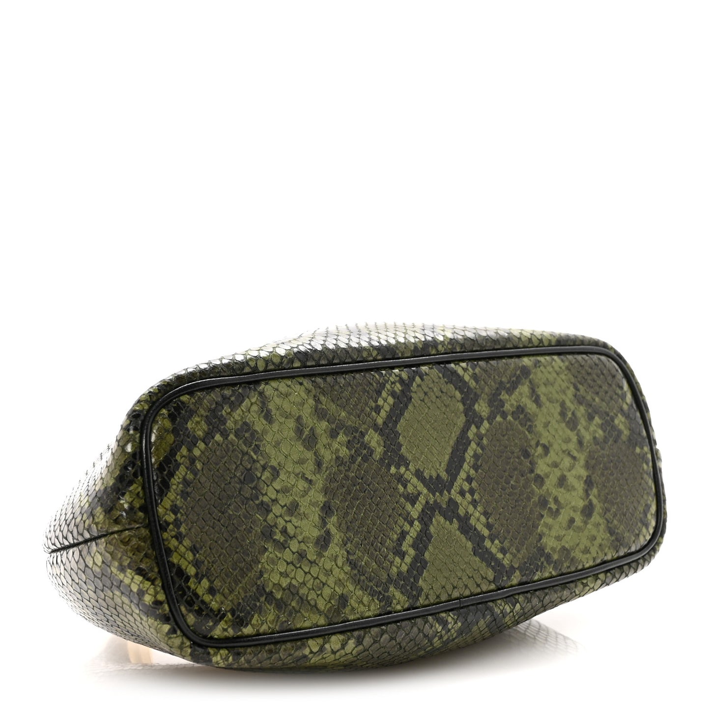 Snakeskin Printed Lambskin Le Petit Calino Ring Top Handle Bag Green