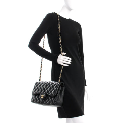 Chanel Lambskin Quilted Jumbo Double Flap Black 2 of 11